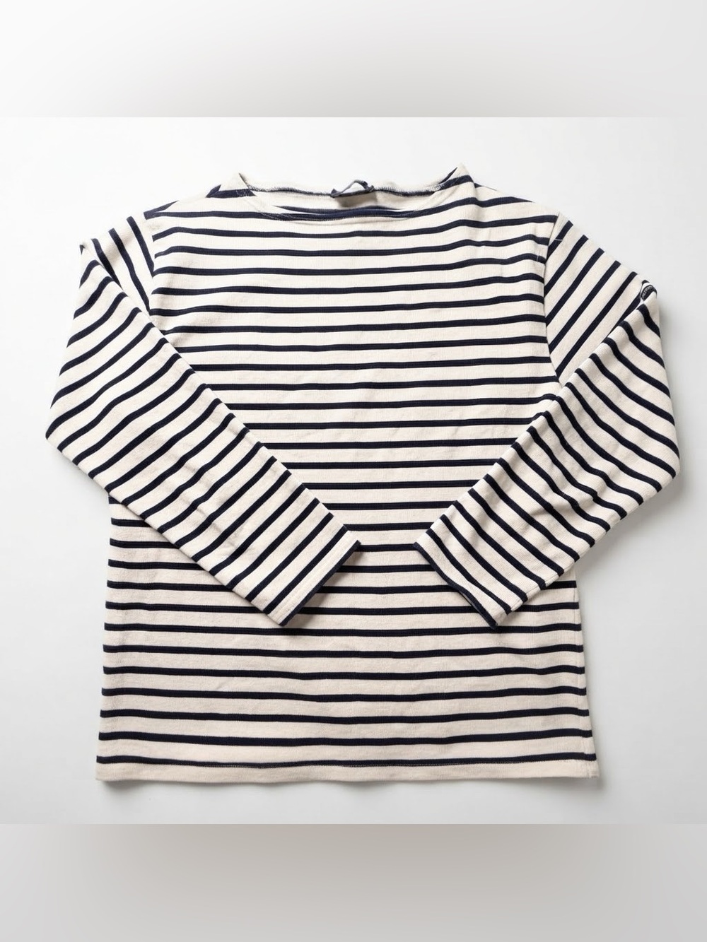 Saint James L'Atelier Striped Long Sleeve Shirt Size 36 US Small Cream Navy EUC